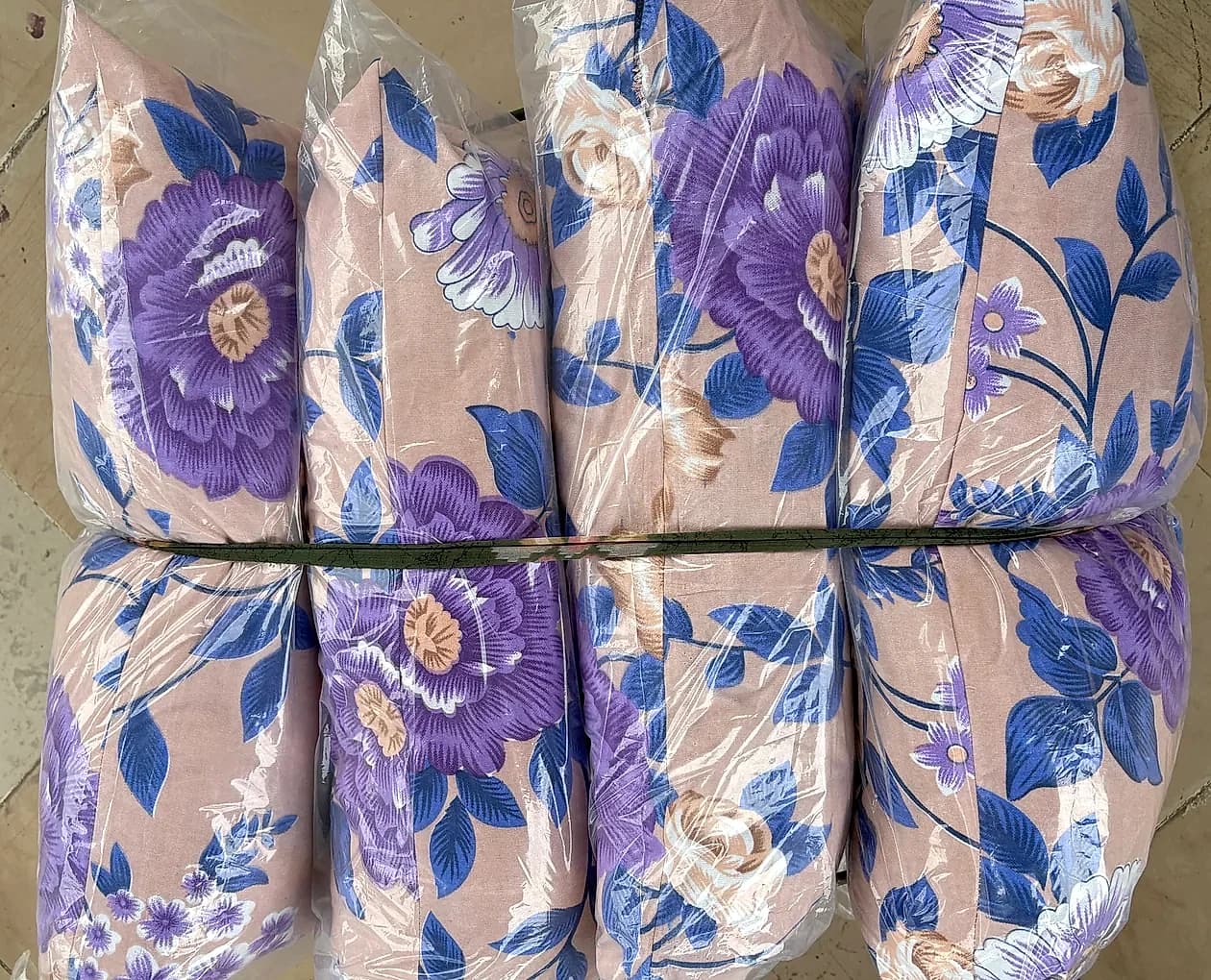 Wholesale commercial pack of 4 packaged pillows strapped for distributor dispatch
